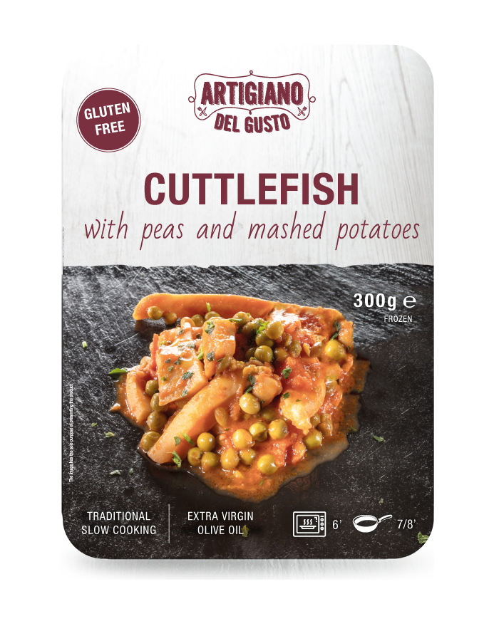 Cuttlefish with peas and mashed potatoes - Artigiano del gusto